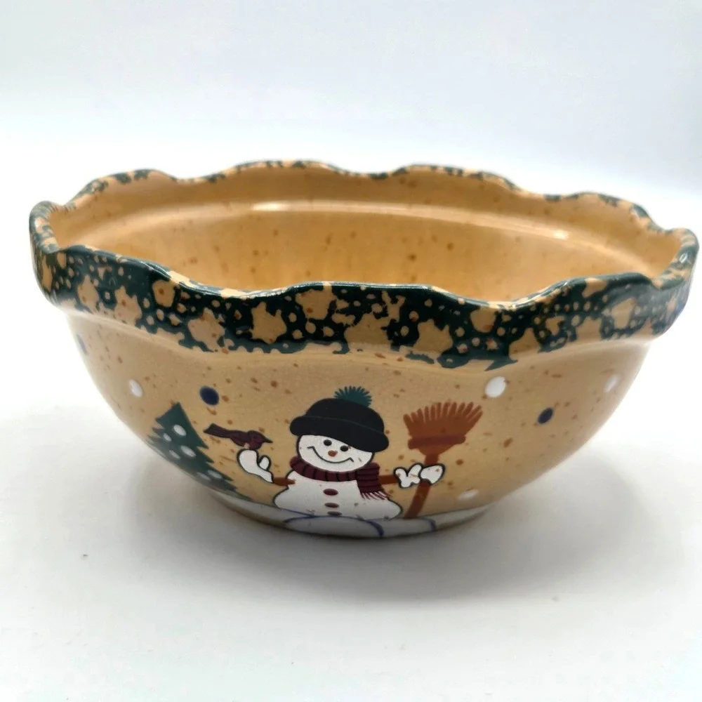 Set of 2 Snowman Serving Mixing Bowls Nesting Stackable